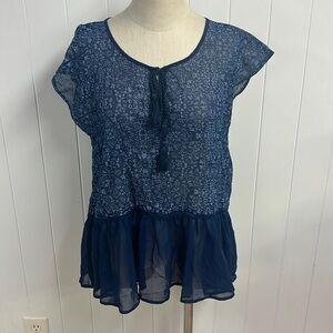 Knox Rose Blue Cap Sleeve Shirt